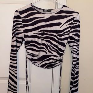 Zebra Cropped Top with Ties